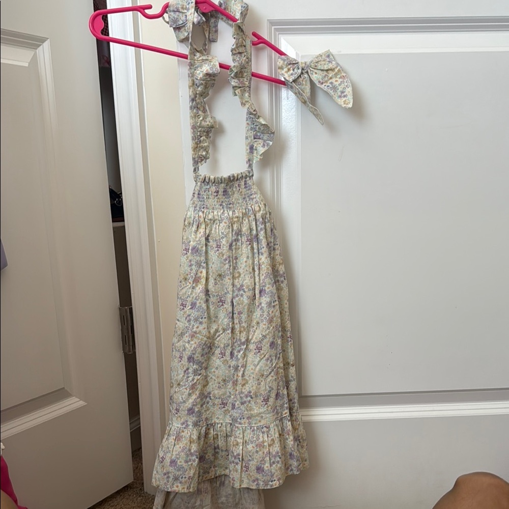 Jamie Kay Floral Ruffle Strap Maxi Dress in Cream and Lavender